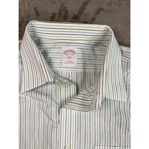 Brooks Brothers Dress Shirt 16.5-2/3 346 Non Iron long sleeve Blue Green - Picture 3 of 4